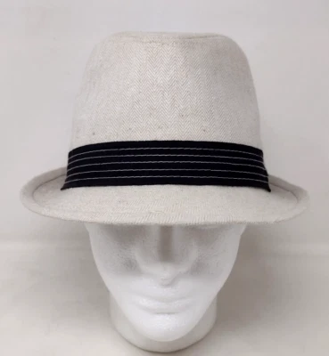 All American Stetson Beige Herringbone Linen Cotton Fedora Size Small Medium - Image 1 of 4