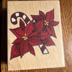 Holz Gummistempel WEIHNACHTSSTERNE MIT SCHOKORIEGEL - Bild 1 von 2