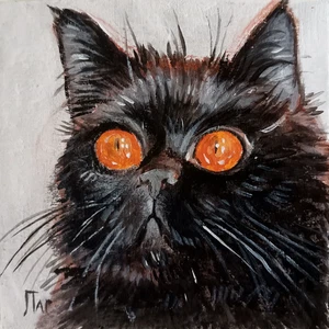 ACEO Acrylic Card Salem black cat portrait tiny decor - Picture 1 of 5