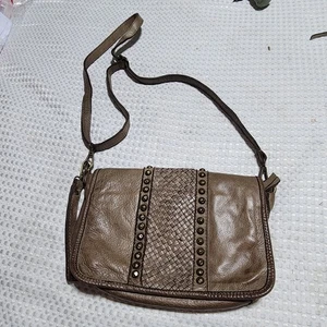 UMHÄNGETASCHE ECHT LEDER MADE IN ITALY GEFLOCHTEN  - Bild 1 von 10