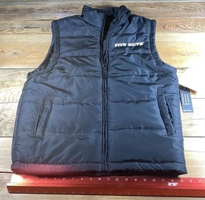 NWT Five Guys Burgers Small Puffer Vest Black Employee - Burnside - Picture 1 of 7