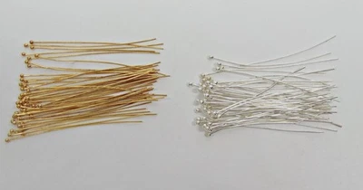 Pasadores CABEZA BOLA plata +/o oro 2 pulgadas calibre 24 sin plomo sin mezcla de níquel + combinación Foto 1 de 4