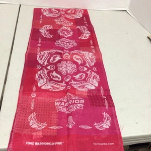 FORD CARES Warriors in Pink Bandana / Scarf Pink White  Rectangle 53" x 8.5" - Picture 1 of 1