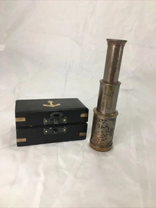 TELESCOPIO MARINO VICTORIANO ANTIGUO VINTAGE DE LATÓN 20" CON CAJA DE MADERA ESPÍA - Imagen 1 de 5