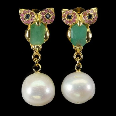 925 Orecchini Argento Sterling Ovale Smeraldo 7x5mm Rubino Perla Zaffiro Gemma - Immagine 1 di 4