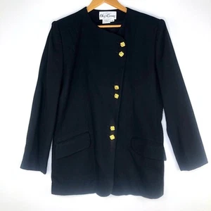 Blazer largo negro vintage Oleg Cassini con botones dorados - Imagen 1 de 6