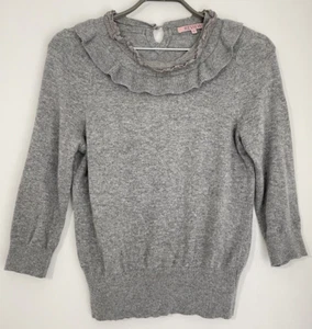 Review womens jumper grey knit lace angora blend lightweight stretch size Revi12 - Picture 1 of 5