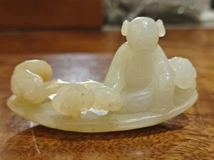 清和田玉仙人乘槎手把件~Qing Dynasty Hotan Jade Immortal's Carriage Handle - Picture 1 of 8