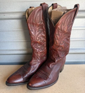 Vintage Dan Post Brown Leather Western Cowboy Boots Mens Size 10 D Sty 16781 USA - Picture 1 of 7