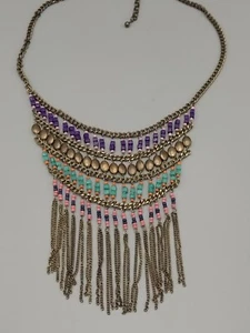 Maurice Boho COLORFUL MULTI ROW NECKLACE Turquoise, Pink, Purple, Blue, Orange  - Picture 1 of 9