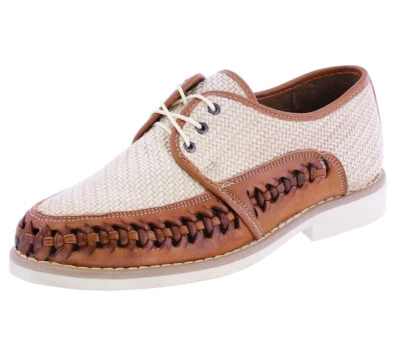 Mens Authentic Mexican Leather Huarache Woven Sandals Lace Up Light Brown - Image 1 of 4