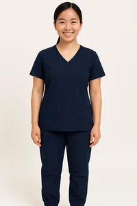 Super Soft Navy Viscose Medical Scrub set. Nursing Uniform, Unisex Made in Egypt - Picture 1 of 7