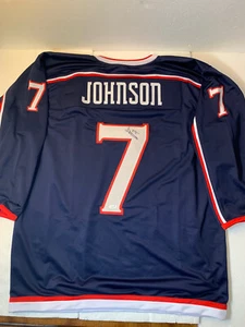 Jack Johnson Signed Columbus Blue Jackets Custom Pro Framing Jersey COA JSA - Picture 1 of 4