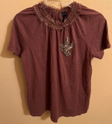 Needle & Thread Embellished Bird Mauve Top Small - Image 1 of 4