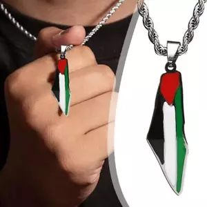 1pcs Palestine Flag Map Necklace Pendants Palestinian Color Flag Necklace T4X1 - Picture 1 of 14