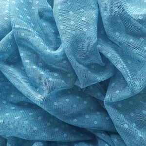 Spots Mesh Lace Fabric Black Teal Blue Spotty Dot Couture Stretch Material 150cm - Picture 1 of 5