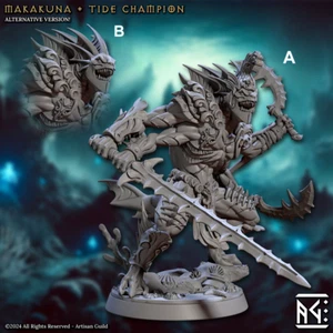 Makakuna Tide Champion Triton Figther Fantasy Miniatura DnD RPG Gioco da Tavolo - Foto 1 di 2