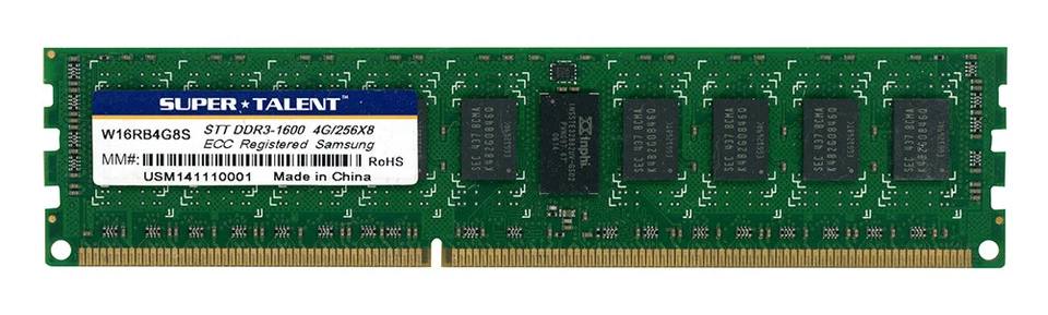 Super Talent W16RB4G8S 4GB DDR3-1600MHz ECC CL11 - Image 1 of 2