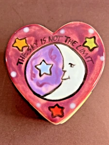 Heart Shaped Trinket Box “The Sky Is Not The Limit” C Sara 2000 Porcelain ITALY - Picture 1 of 11