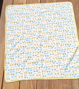 Carters Baby Blanket I LOVE HUGS Giraffe turtle ducks frog fish Yellow Stripe - Picture 1 of 8