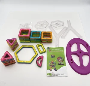 57 Pcs Magnet Tile Building Blocks with Ferris Wheel Amusement Rotating Playset - Picture 1 of 16