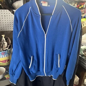 Vintage 70er 80er Jumpin' Jax Laufjacke Herren groß langarm durchgehender Reißverschluss blau - Bild 1 von 8
