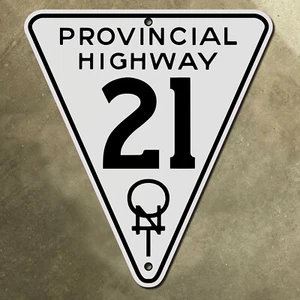 Ontario Provincial Highway 21 Lake Huron Canadá marcador de ruta señal de tráfico años 20 15" - Imagen 1 de 2