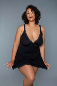 BeWicked Plus Queen Alexi Slip Nightie Nightgown Black - Picture 1 of 4