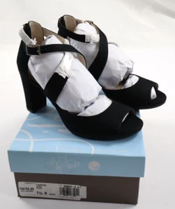 Life Stride Women's US 7.5M Allison Black Peep Toe High Heel Shoes Sandals - Picture 1 of 11