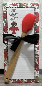 "Eat Dessert First” Magnetic Notepad & Silicone Mini Spatula Gift Set 50 Sheets - Picture 1 of 4