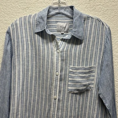 Camisa feminina Rails Charli mista listra marina botão para cima pequena nova com etiquetas praia leve - Imagem 1 de 4