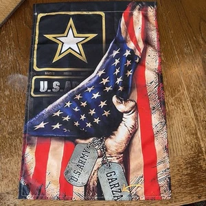 Veterano del Ejército Militar de Estados Unidos Doble Cara 12.5 x 18 pulgadas Bandera de Jardín Nuevo Ejército - Imagen 1 de 4