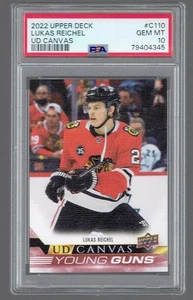 2022-23 Upper Deck Lukas Reichel UD Canvas Young Guns Rookie RC Card PSA 10 - Bild 1 von 2