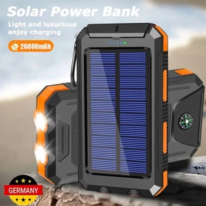 Solar Power Bank 26800mAh Tragbar Externer Batterie Ladegerät für Handy Akku DE - Bild 1 von 16