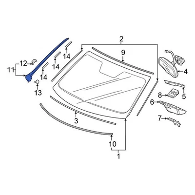 For Honda Pilot 2016-2022 Honda 73152TG7A02 Front Right Windshield Molding Foto 1 de 3
