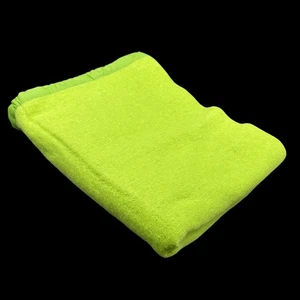 Vintage Green Acrylic Blanket Satin Style Trim Twin Size Retro Bedding - Picture 1 of 4