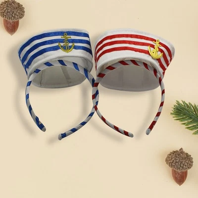 2 Pcs Captain Hat Hair Hoops Sailor Navy Marine Hat Headbands for Cosplay - Image 1 of 4
