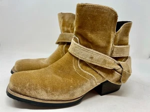 Women's Justin Elana Boots Size 8B Velvet 6 Inch Square Toe Cowboy Booties - Picture 1 of 12