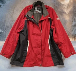 2X Giacca Donna Peluche Foderata Impermeabile Cappuccio Rosso Grigio Sportiva Oversize Gorpcore  - Foto 1 di 14