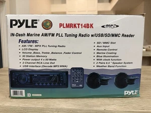 Pyle PLMRB29B Marine Boat MP3 Player Stereo AMFM Radio 4X 6.5" Speaker Package - Picture 1 of 1
