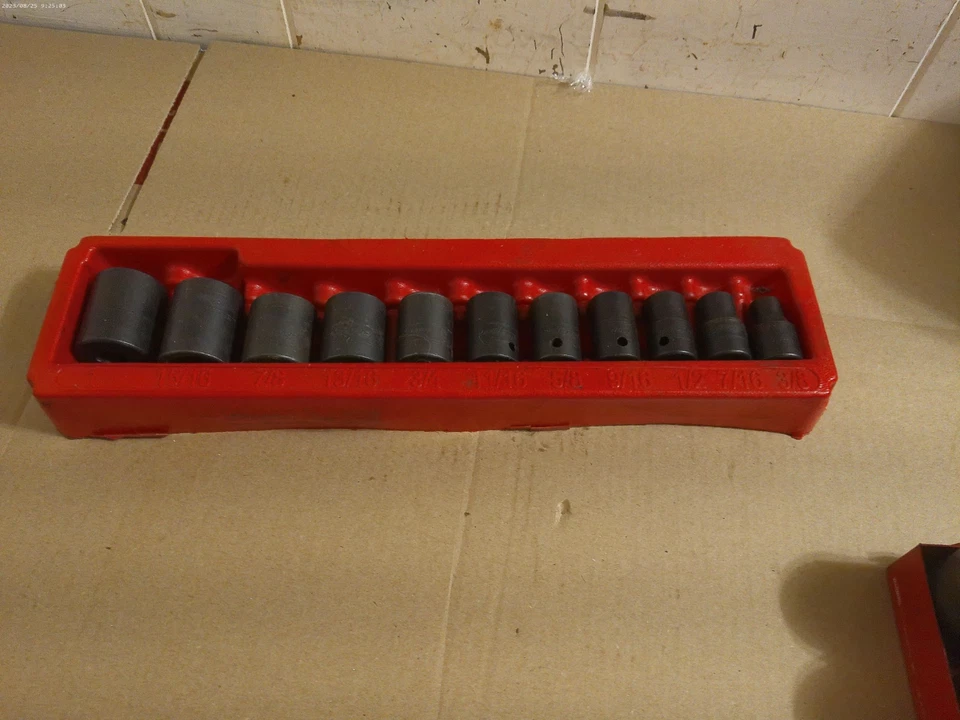 Snap On IM320 1/2" Drive 11 Pc SAE Shallow 6Pt Impact Socket Set (3/8" - 1") - Image 1 of 1