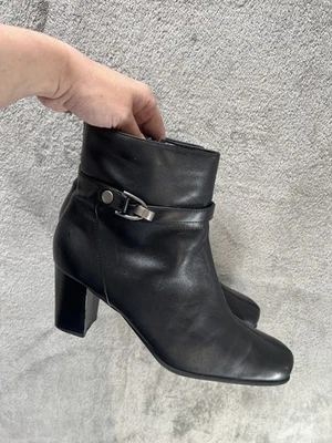 De Colección Y2k Nine & Co Mujer’s 9.5 Cuero NC Phillpek Botines Punta Cuadrada Negro Foto 1 de 4