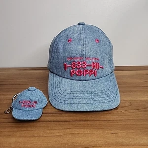 Poppi Baseball Cap Hat Blue Denim Women's One Size Adjustable With Keychain - Picture 1 of 7