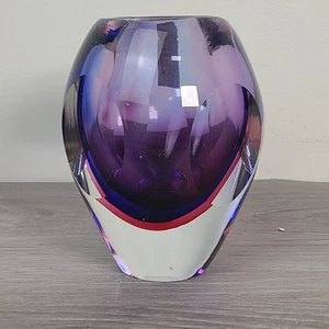 Jarrón facetado Fifth Avenue Crystal Sommerso púrpura rosa azul 2004 - Imagen 1 de 7