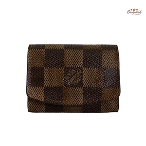 Authentic Louis Vuitton Brown Damier Ebene Coated Canvas Square Cufflinks Case - Picture 1 of 13