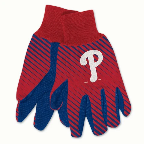 PHILADELPHIA PHILLIES STRIPED UTILITY GRIPPER DOTS GLOVES NEW WINCRAFT Cover