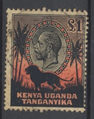 Estampillas de Kenia, Uganda, Tanganica 1935 £1 negro y rojo Perf 11,5x 13 SG123 CV £450 Foto 1 de 3