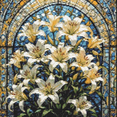 Lilies and Stained Glass, Steampunk Style. PatternKeeper compatible PDF. - Image 1 of 4