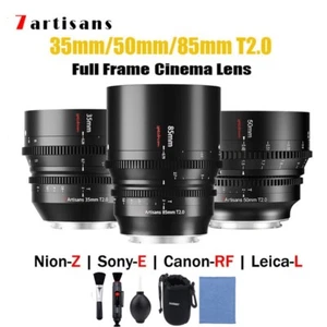 7artisans 35/50/85mm T2.0 Full Frame Cinema Lenses For Sony E Leica L Nikon Z R - Picture 1 of 24