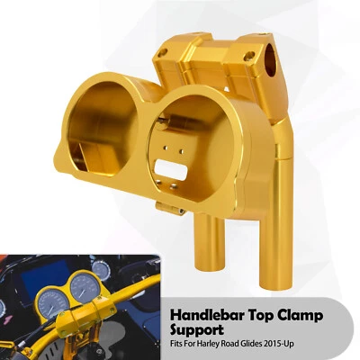Carcasa de calibre de abrazadera de 10" Gold Risers para manillar Harley 15-23 Road Glide de 1,25" Foto 1 de 4